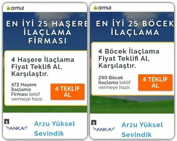 Böcek ilaçlaması, Haşere ilaçlaması, İzmir de Anka, armut.com da